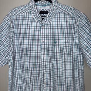 Ariat Pro Series Mens Size XL Light Blue & White Stripe Short Sleeve Button Up